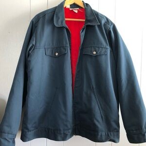 Men's Vintage Dickies Blue Jacket with Red Lining Y2K 46x48